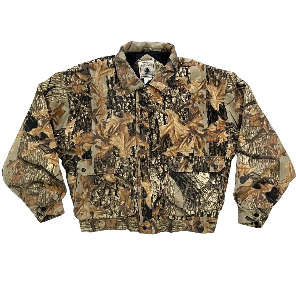 Northwest Territory Men's Hunting Bomber Jacket XL Camo Insulated Snaps Outdoor